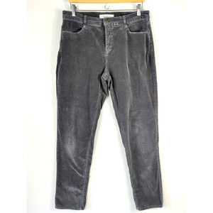 Croft & Barrow Corduroy Pants Womens Size 12L Gray Slim Fit Soft Stretch 31 Ins